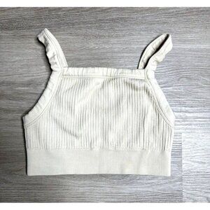 aerie Ribbed High Neck Bralette Women's Medium Beige